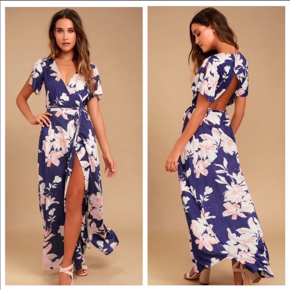 Lulu’s floral wrap dress with split